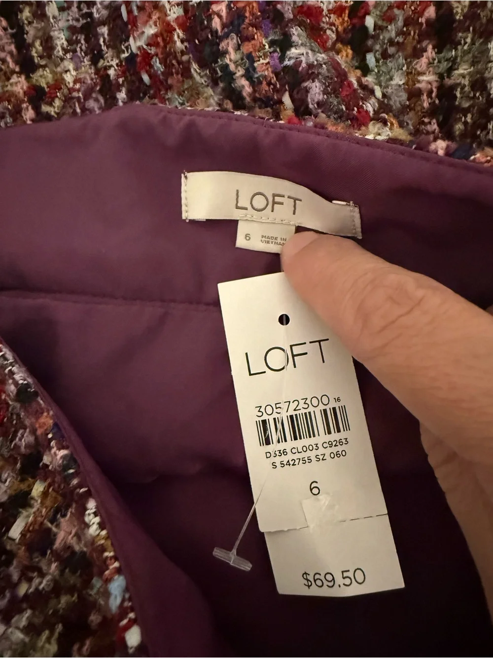 NWT LOFT Tweed Mini Skirt Red Pink Multicolor Size 6 Women